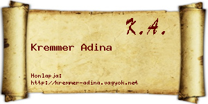 Kremmer Adina névjegykártya